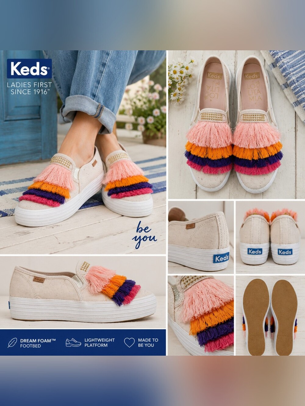 Keds x L.O.L. LITA MIA Tassel Platform Slip On Sneakers 6.5